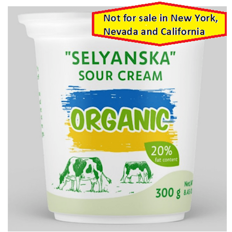 ORGANIC SOUR CREAM 20% 300GR ORGANIC MILK "SELYANSKAYA"