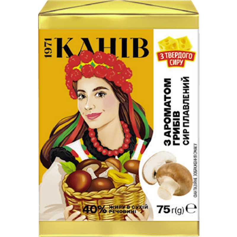 Kanev Processed Cheese Block w/Mushrooms 75 gr