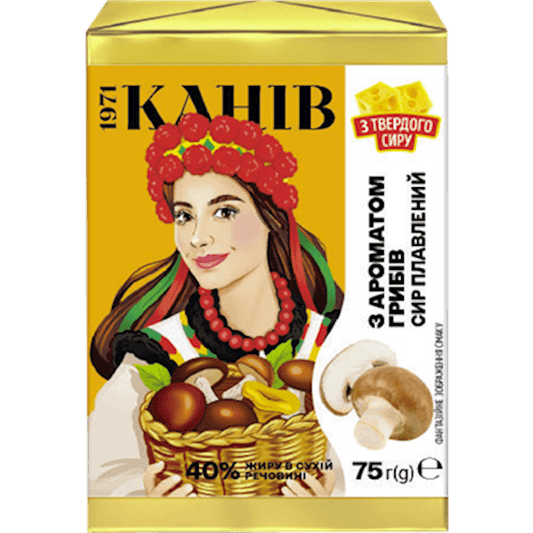 Kanev Processed Cheese Block w/Mushrooms 75 gr