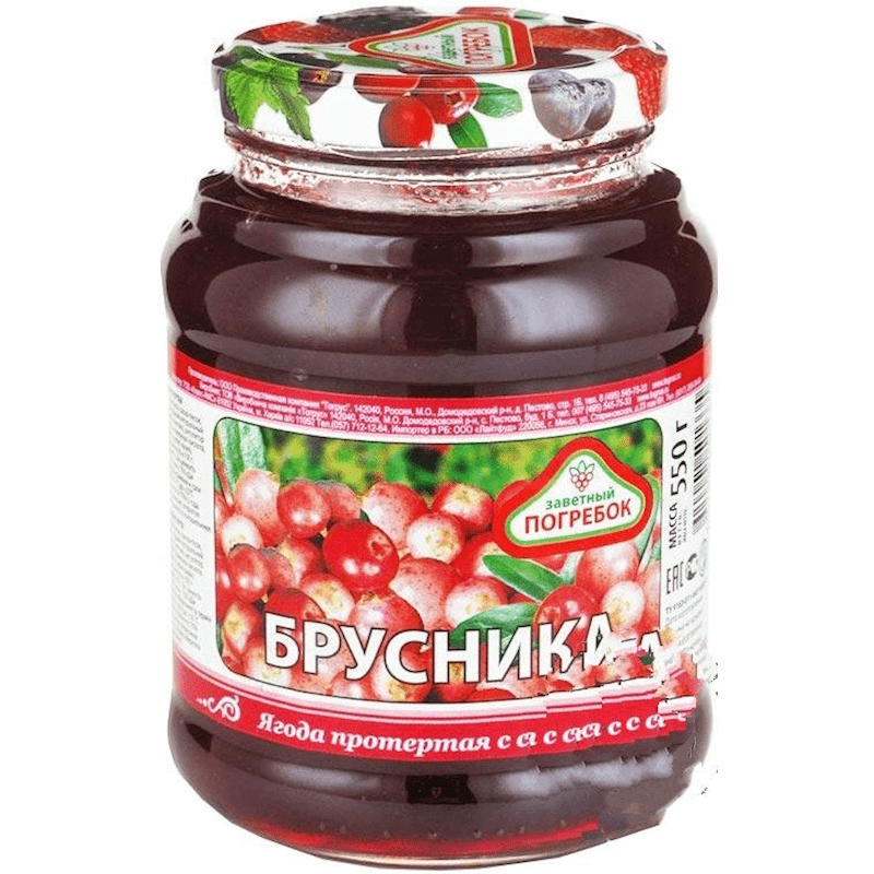 LINGONBERRY (BRUSNIKA) with sugar 550gr POGREBOK