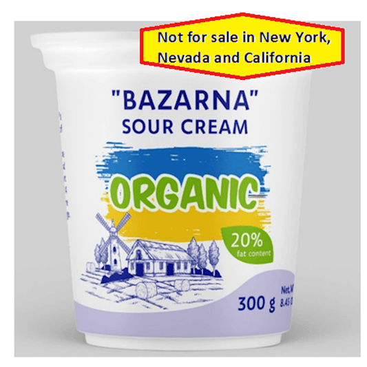 ORGANIC SOUR CREAM 20% 300GR ORGANIC MILK "BAZARNAYA"