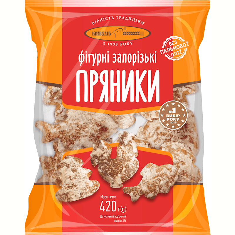 KIEVHLEB GINGERBREAD "FIGURED ZAPOROZHSKIE", UKRAINE, 420G