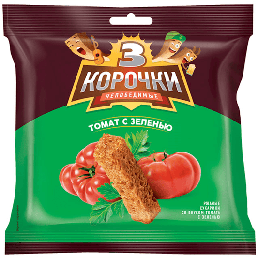 Rye Bread Rusks with taste of TOMATO & HERBS "3 KOROCHKI" 100g