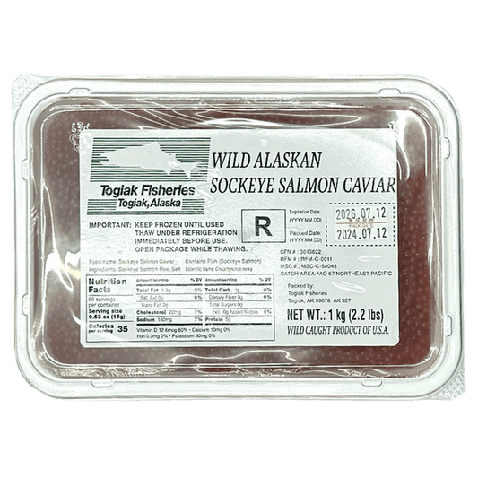 Tray -Red Caviar Sockeye SALMON WILD ALASKA 1kg/2.2lb