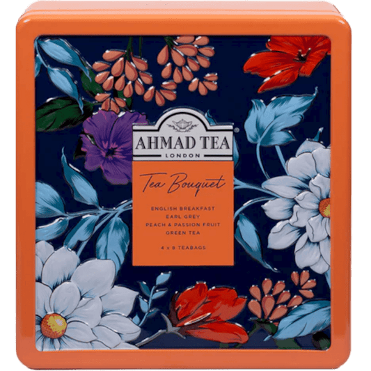 AHMAD GIFT SET TEA ''FLORAL BOUQUET TEA CADDY'' ORANGE SRI LANKA, 32 TB