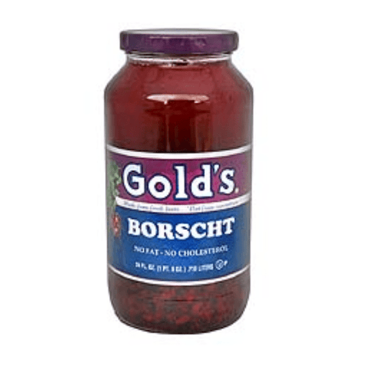 SOUP GOLD RED BORSCH GLASS 24 OZ