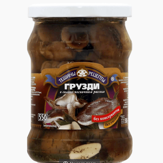 Mushrooms in BRINE 550 ml Gruzdi Teschini Recepti