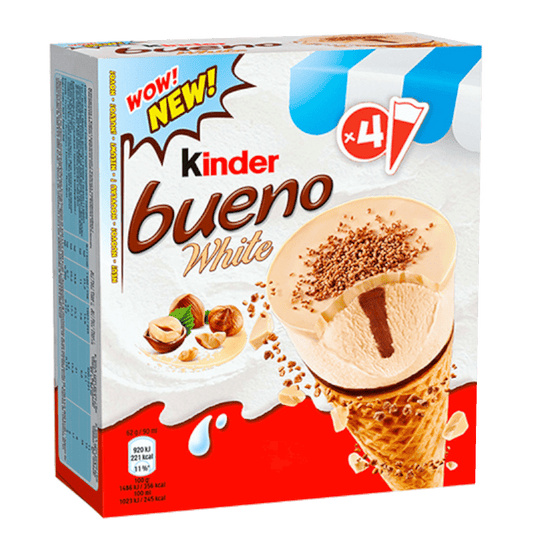 KINDER ICE CREAM  BUENO WHITE  CONES, EU, 4*62G