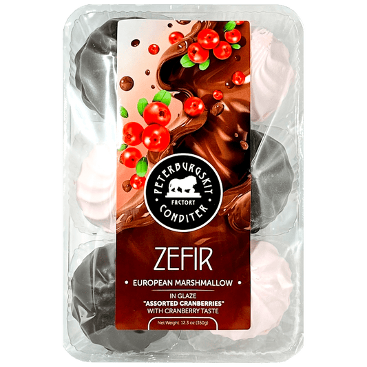 PETERBURGSKIY CONDITER FACTORY ZEFIR ''ASSORTED CRANBERRIES'' CHOCOLATE GLAZED, 350G