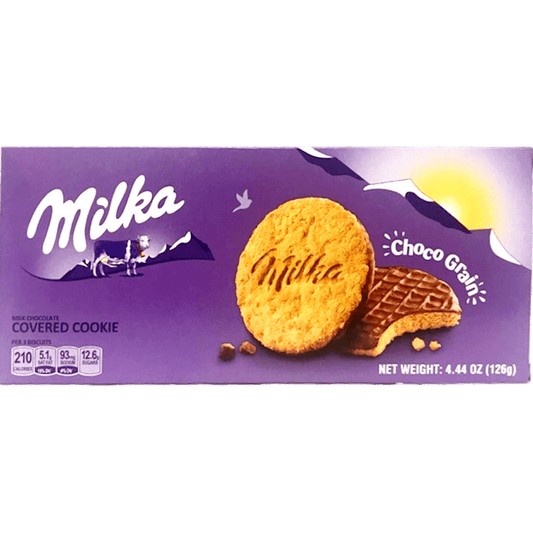 MILKA Cookies Milk Chocolate Glazed  Choco Grain , Poland, 126g