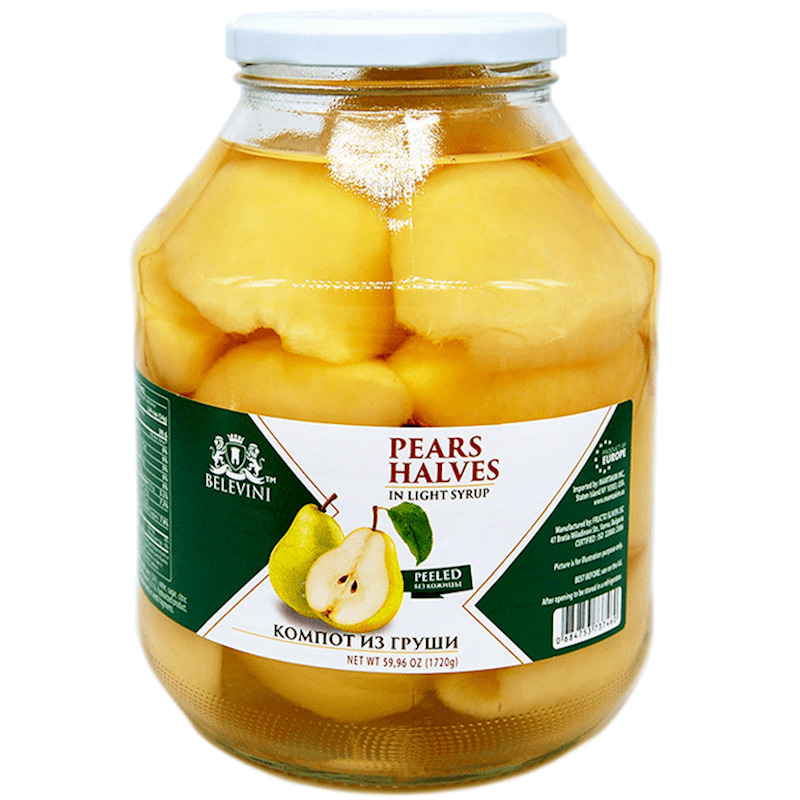 BELEVINI PEARS HALVES (PEELED) IN LIGHT SYRUP 1720G