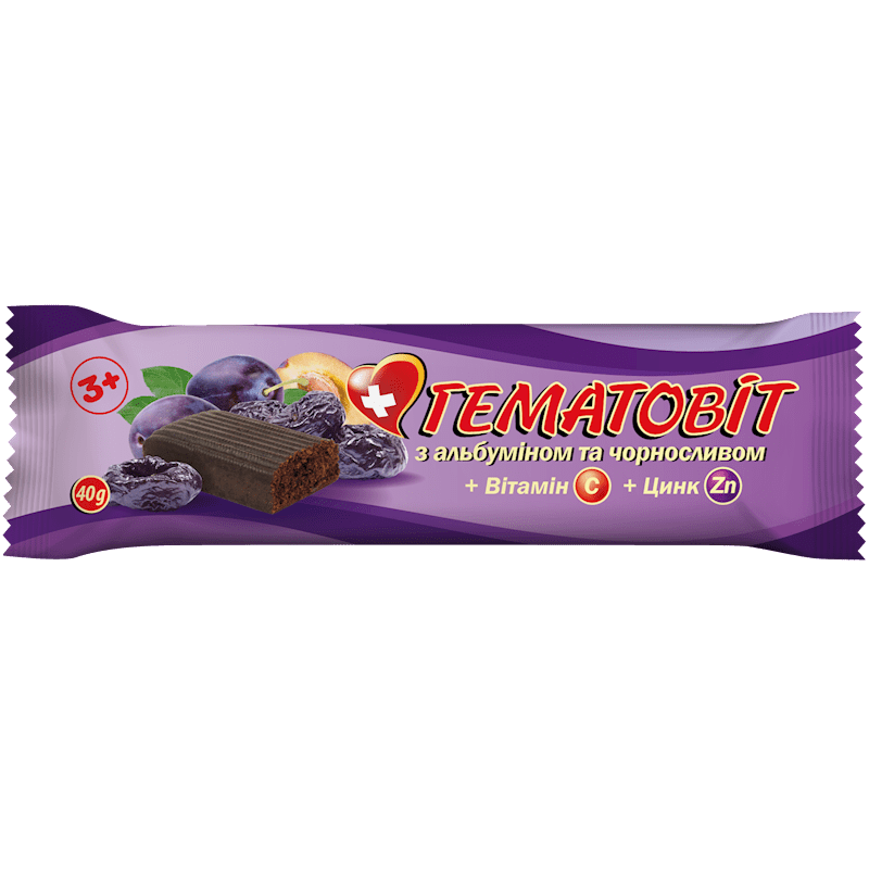 CHOCOLATE BAR GEMATOGEN  HEMATOVIT PRUNES 40G UKRAINE