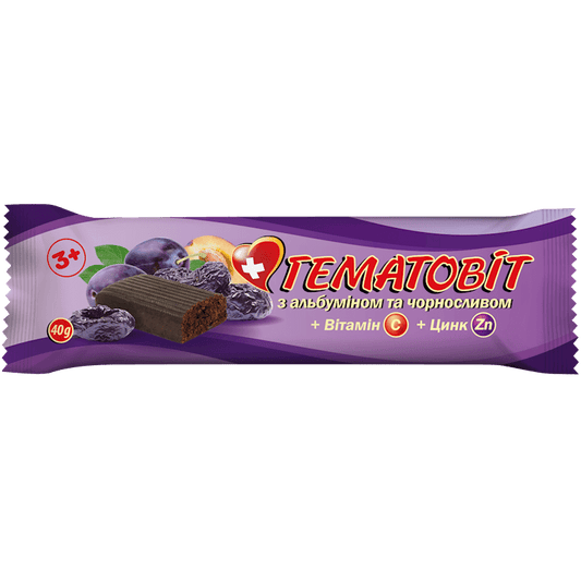 CHOCOLATE BAR GEMATOGEN  HEMATOVIT PRUNES 40G UKRAINE