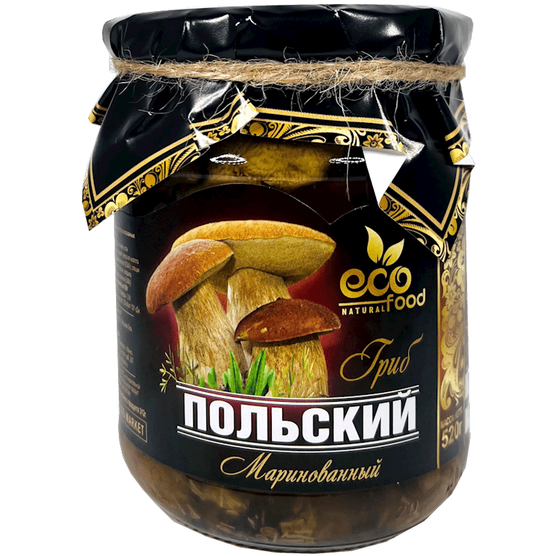 ECO FOOD MARINATED MUSHROOMS CUT (POLSKIYE), RUSSIA, 520G
