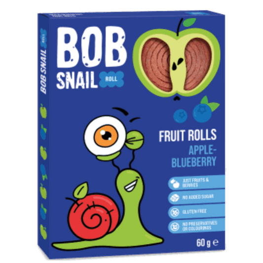FRUIT ROLL APPLE-BLUEBERRY (NO ADDDED SUGAR) 60G BOB SNAIL