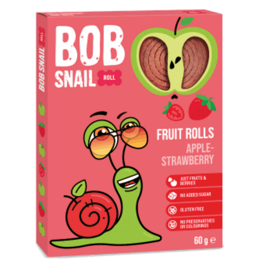 FRUIT ROLL APPLE-STRAWBERRY (NO ADDDED SUGAR) 60G BOB SNAIL