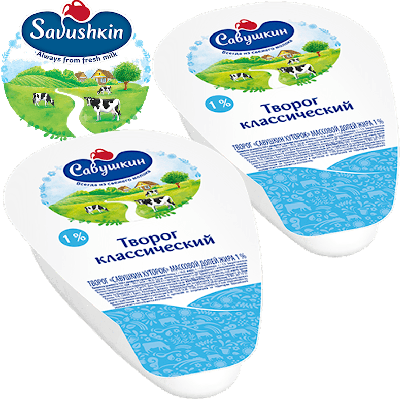 SAVUSHKIN Farmer Cheese KHUTOROK-1% 180gr