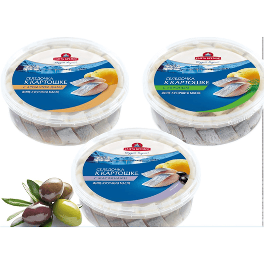 SANTA BREMOR Herring Fillet "Seledochka k Kartoshke" Black Olive 500g