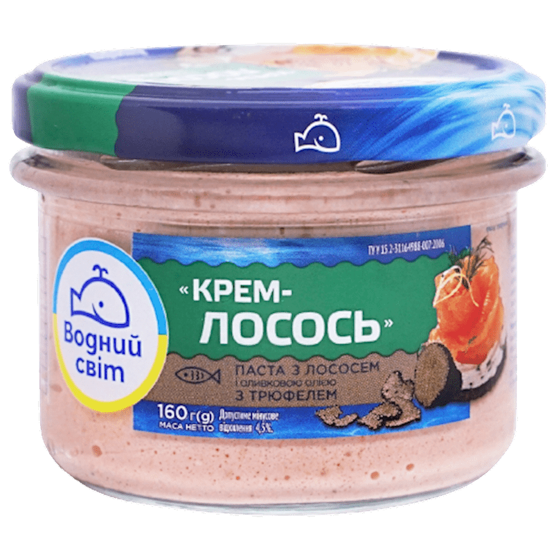 VODNIY SVIT MOUSSE SALMON W/OLIVE OIL&TRUFFLES GLASS 160GR