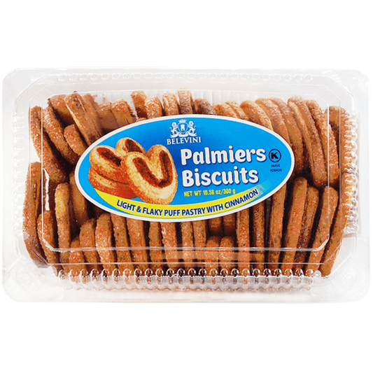 PUFF PASTRY PALMIER COOKIES WITH CINNAMON (USHKI) BELEVINI 350G