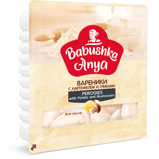 Pierogies with Potato and Mushrooms, frozen 450g BABA ANYA (ba3123)
