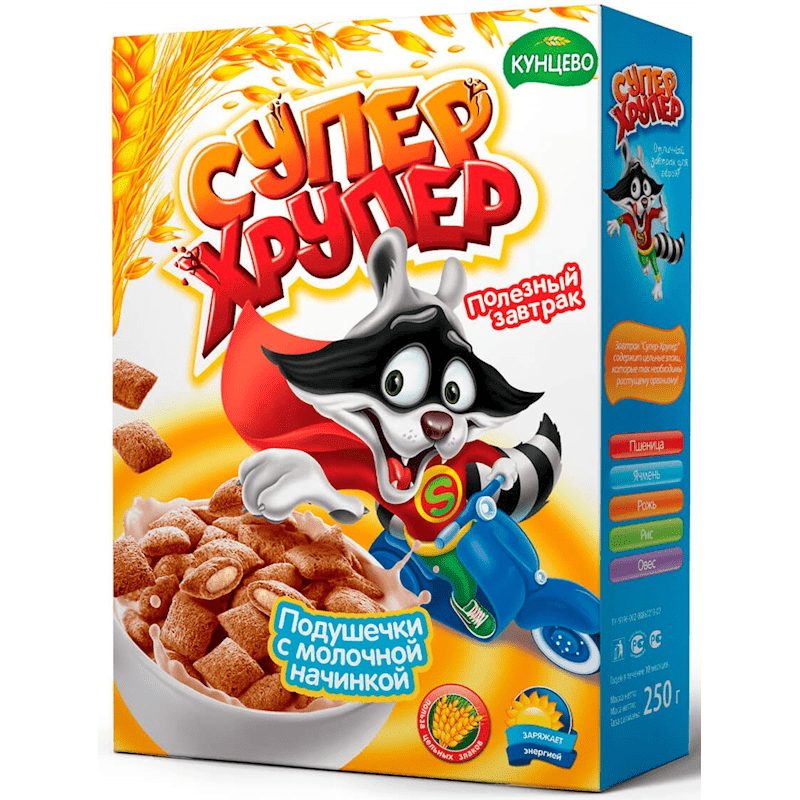 SUPER HRUPER - 5 GRAINS CEREAL W/MILK FILLING 250GR