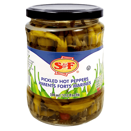 S&F PICKLED HOT PEPPERS, BULGARIA, 17.3OZ