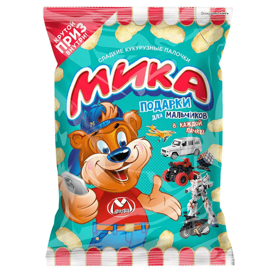 CORN STICKS FOR BOYS W/SURPRISE 70GR MIKA