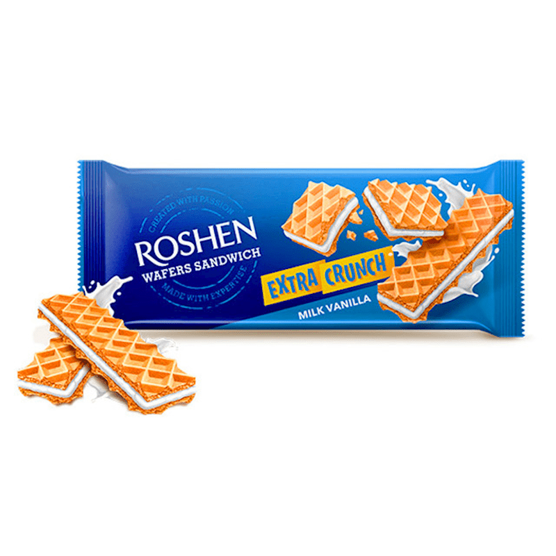 ROSHEN WAFERS SANDWICH EXTRA CRUNCH MILK VANILLA 5.01OZ/ 142GR