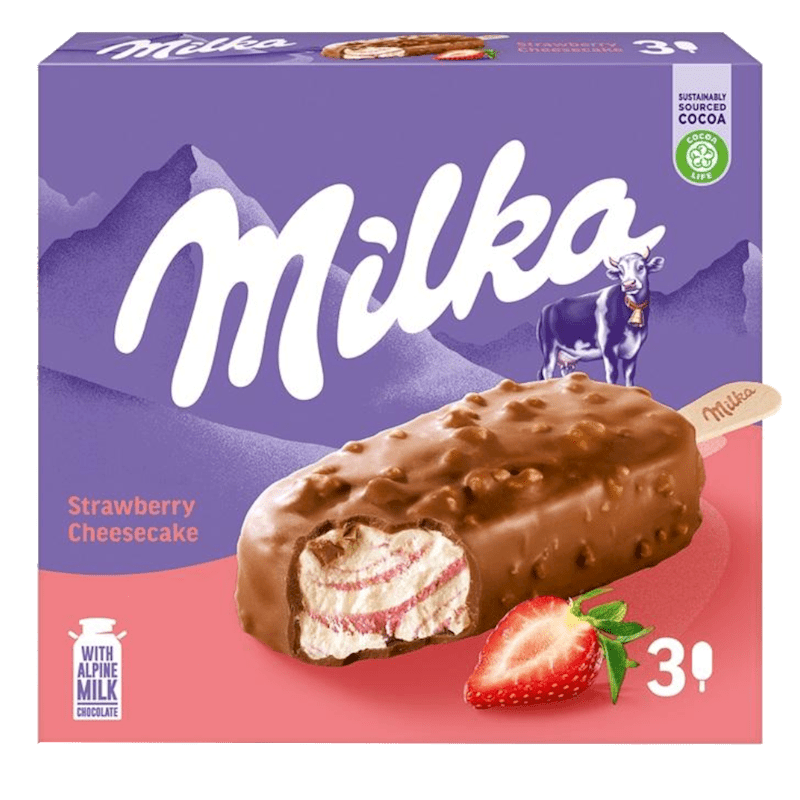 MILKA ICE CREAM  STRAWBERRY CHEESECAKE , GERMANY, 3X67G