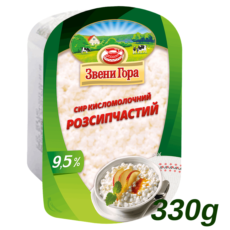 ZVENI GORA FARMER CHEESE 9.5% CRUMBLY (TVOROG RASSYPCHATIY) 330G