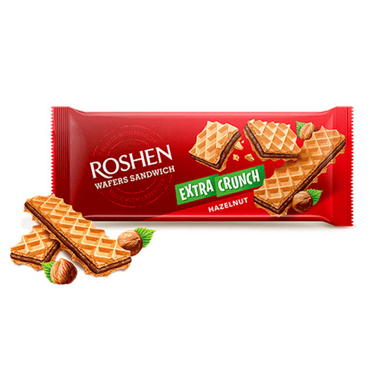 WAFERS SANDWICH EXTRA CRUNCH HAZELNUT 5.01OZ "ROSHEN"