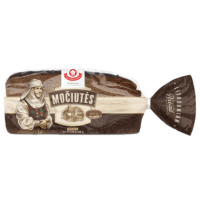 VILNIAUS DUONA Bread Rye Dark  Mociutes  (Sliced), Lithuania,450g