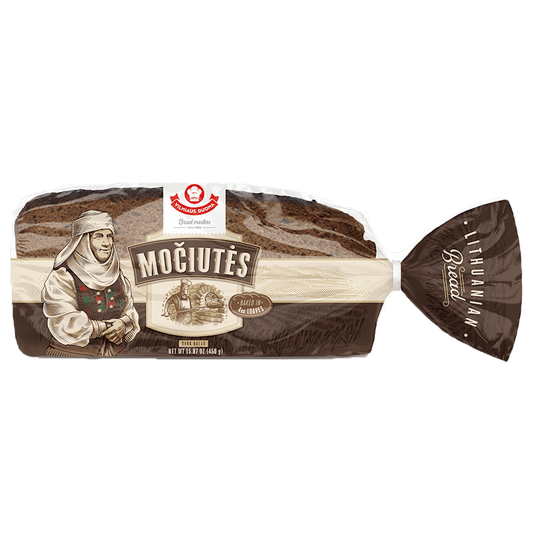 VILNIAUS DUONA Bread Rye Dark  Mociutes  (Sliced), Lithuania,450g