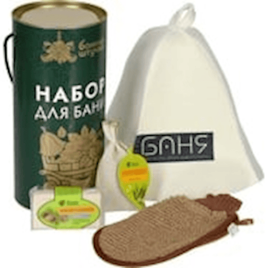 Gift set (hat, soap, steam, washcloth) tube