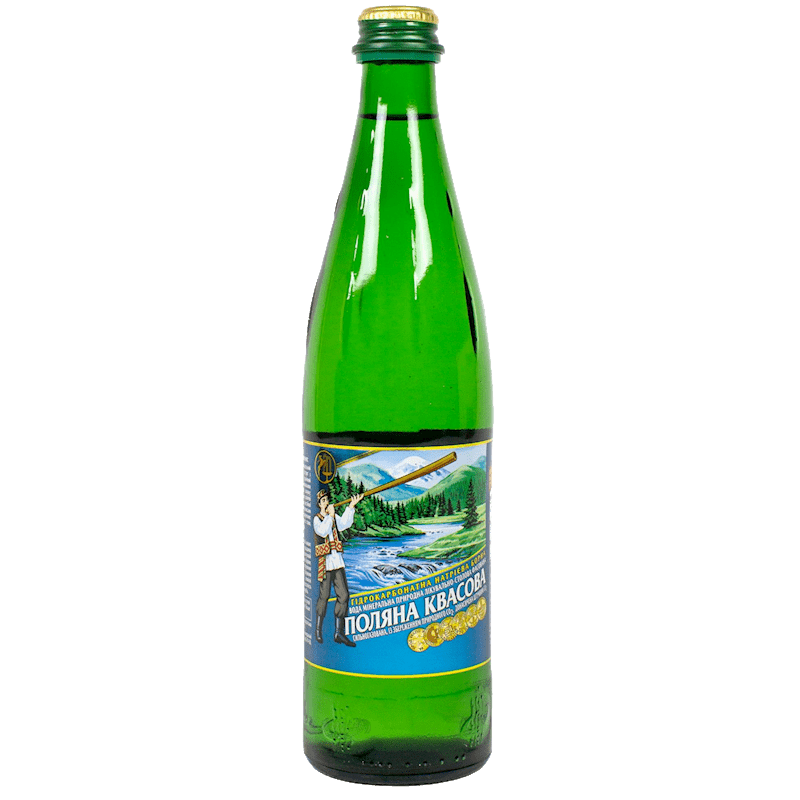 MINERAL CARBONATED WATER (GLASS)  0.5L  POLYANA KVASOVA