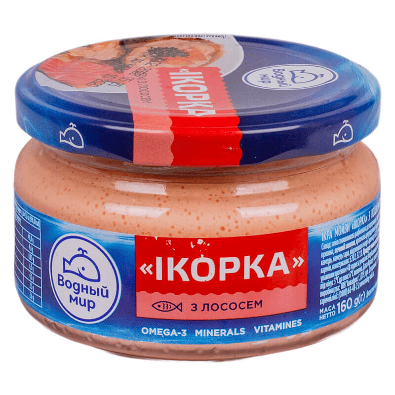 VODNIY MIR PATE CAPELIN CAVIAR W  SALMON GLASS 160GR