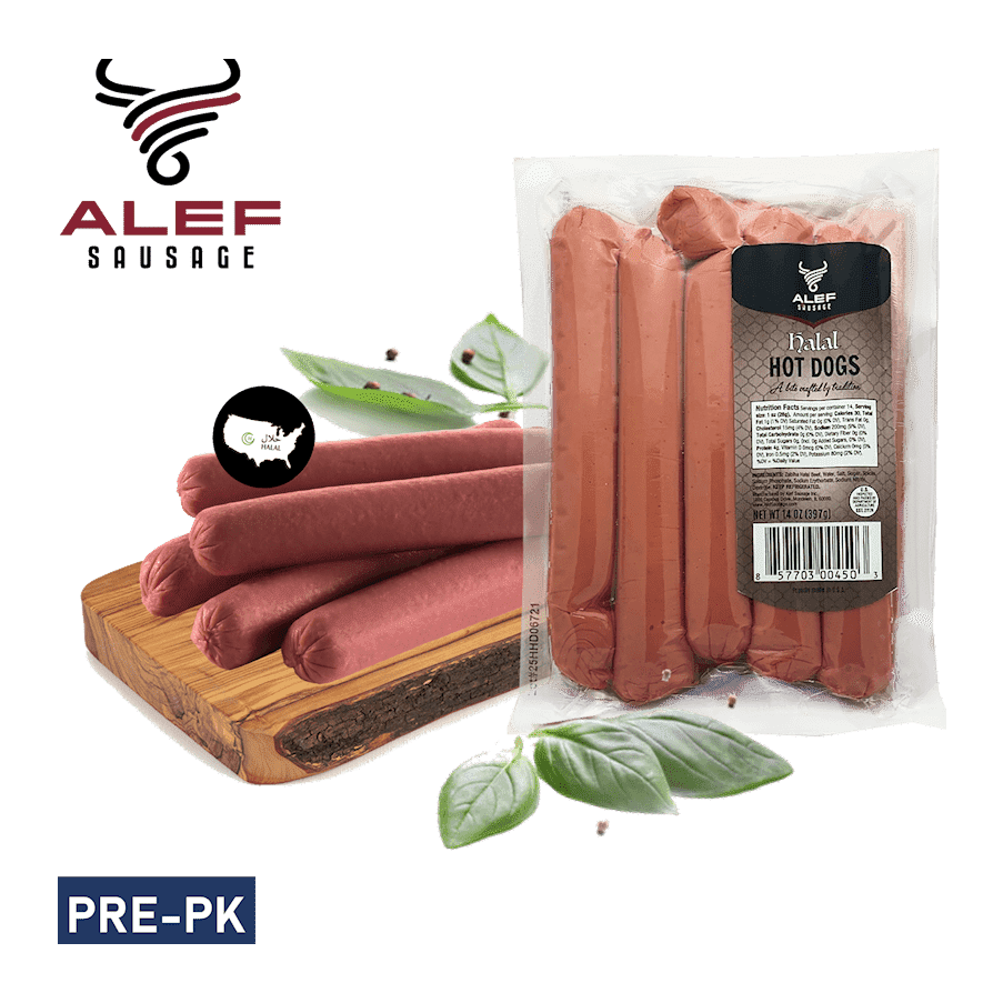 ALEF HALAL BEEF HOT DOG PER PACK ~1 LB.