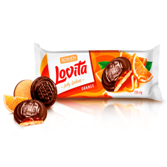 COOKIES LOVITA WITH ORANGE FLAVORED JELLY FILLING 135 GR