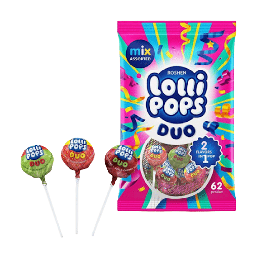 HARD CANDY LOLLI POPS DUO YOGURT MIX 800 GR PACK 62 PC