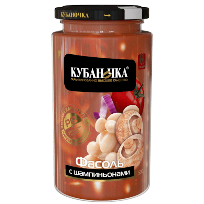 KUBANOCHKA  BEANS WITH CHAMPIGNON 500GR