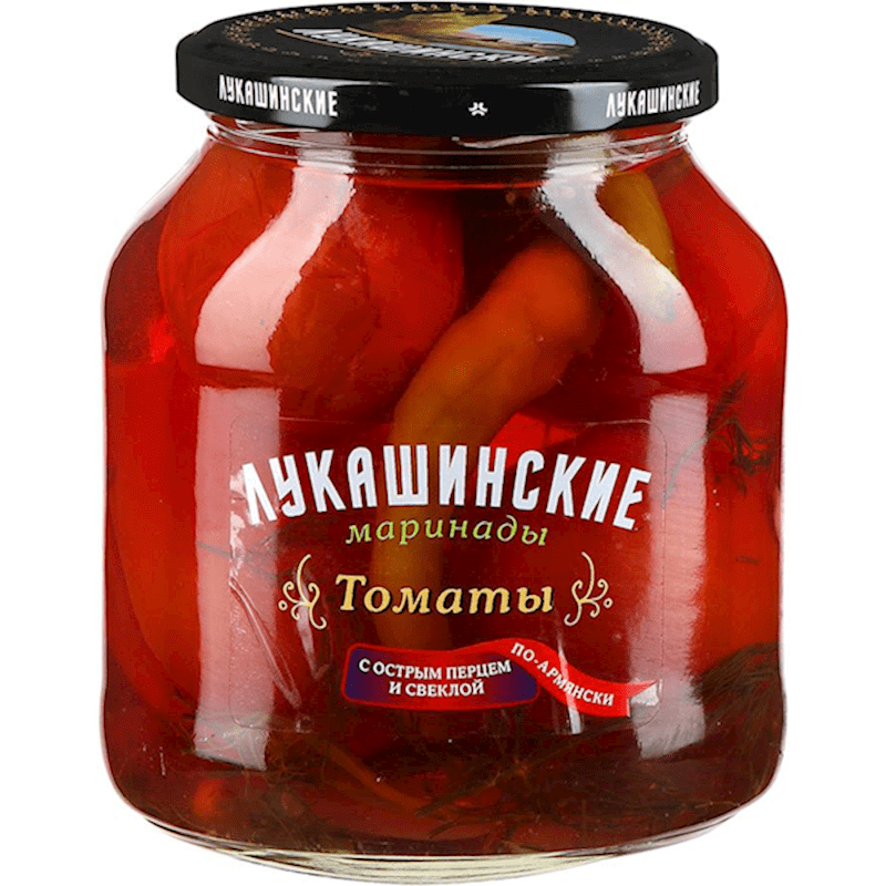LUKASHINSKIE ARMENIAN STYLE TOMATOES MARINATED WITH HOT PEPPER & BEET 670GR