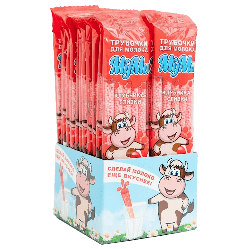 MUMI MILK  STRAW FOR MILK  STRAWBERRY-CREAM 24PC