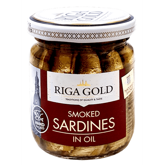 RIGA GOLD SMOKED SARDINES IN OIL JAR100GR.